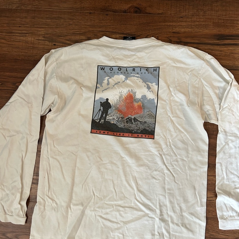 Vintage Woolrich Discovery Channel Long Sleeve Hiking Outdoors Graphic Shirt